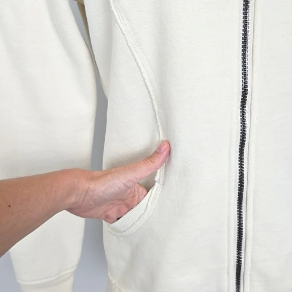 Lululemon Women's Cream Teal Retro Zip-Up Fleece Lined Scuba Jacket Pockets 8 - Picture 8 of 16